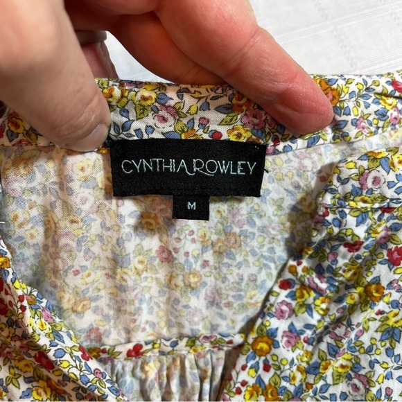 Cynthia Rowley Microfloral Cottagecore Peasant Blouse Women's M Garden Girl - Picture 7 of 10